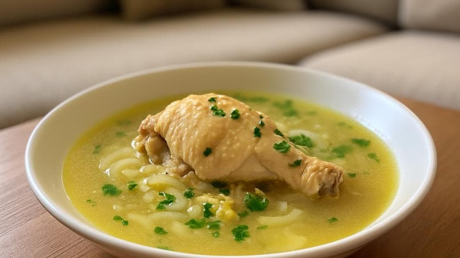 Caldo de frango caseiro
