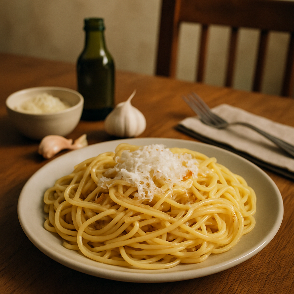 Macarrão ao Alho com Queijo