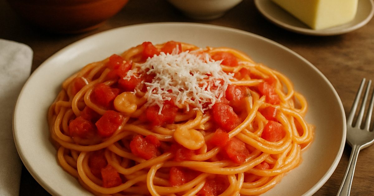 Spaghetti ao Molho de Tomate, Queijo e Alho